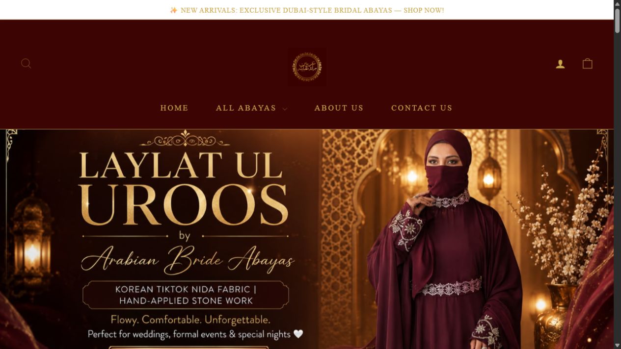 Arabian Bride Abayas website preview