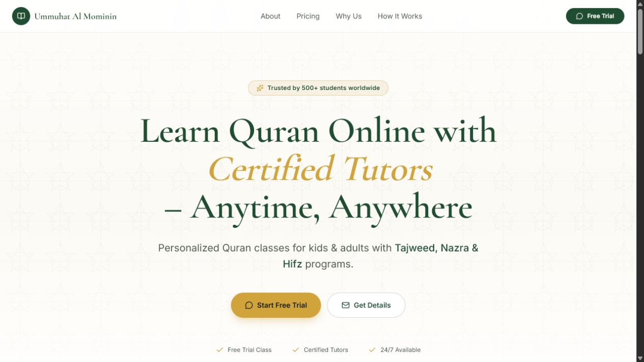 Ummuhat Al Mominin website preview